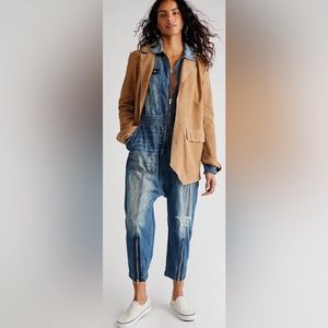 NWT SANDRINE ROSE x FREE PEOPLE Zip Denim Jumpsuit - Blue - Size Medium
